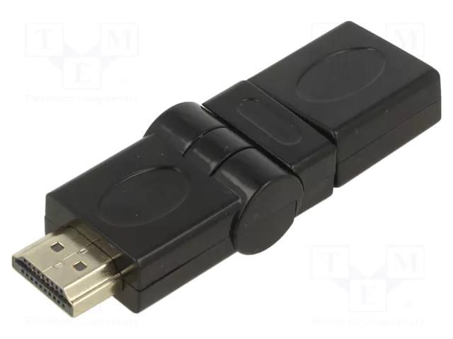 Adapter; HDMI socket,HDMI plug movable ±90°; black ART ART-AL-OEM-55