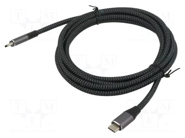 Cable; USB 3.2; USB C plug,both sides; 2m; white-black; 20Gbps ART ART-OEM-C1-2