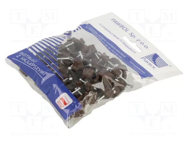 Holder; brown; for flat cable,YDYp 3x2,5; 50pcs; with a nail PAWBOL PW-H.7018B-50