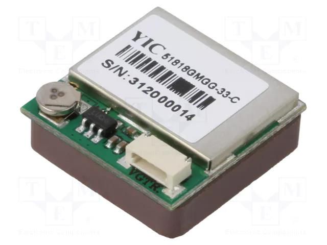 Module: GPS/GALLILEO; ±5m; GPS; -165dBm; 3÷5.5VDC; 9.6kbps; Ch: 99 YIC YIC51818GMGG-33-C