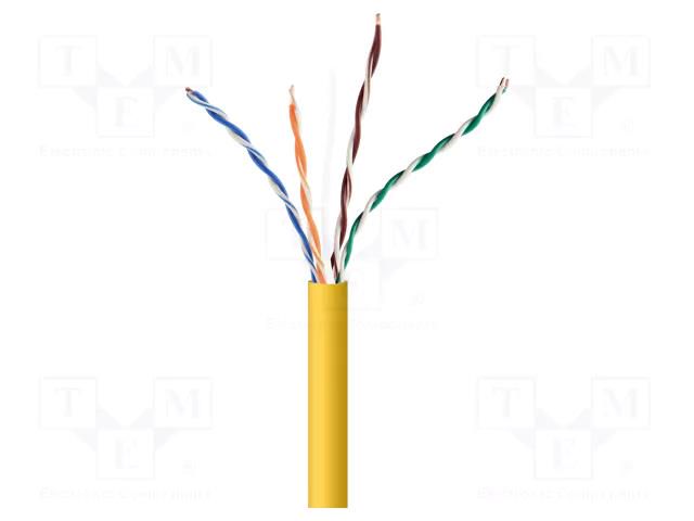 Wire; U/UTP; 4x2x24AWG; 5e; wire; CCA; PVC; yellow; 305m; Cablexpert GEMBIRD UPC-5004E-SOL-Y
