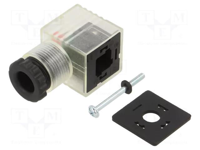 Plug for coil; PIN: 3; natural (transparent); 230V; A: 27mm; B: 28mm PNEUMAT CEP/2-LV-220