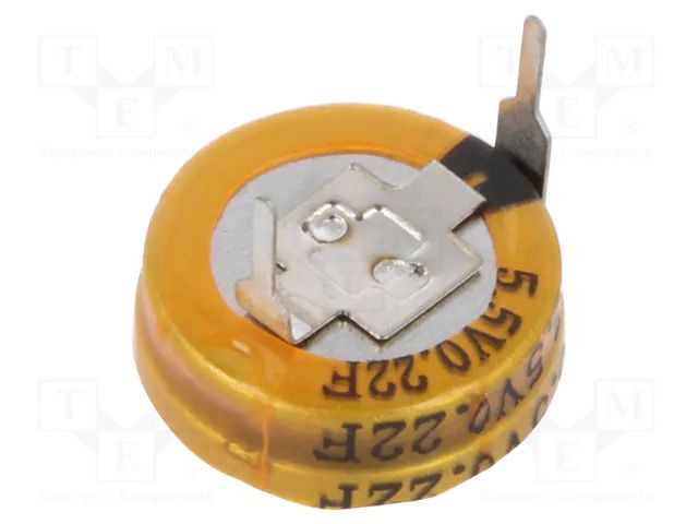 Supercapacitor; THT; 220mF; 5.5VDC; Ø12x4.8mm; Leads: H type Viking SC5V5H224Z