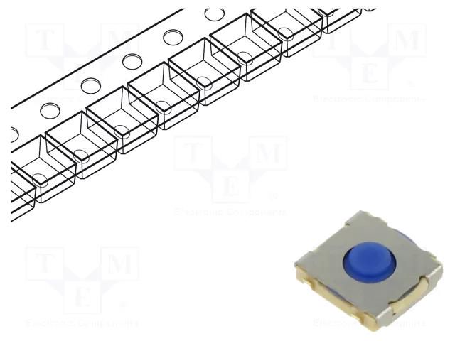 Microswitch TACT; SPST-NO; Pos: 2; 0.05A/24VDC; SMT; none; 1.96N OMRON Electronic Components B3SE-1002P