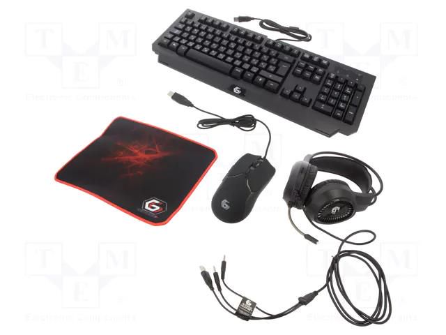 Gaming kit; black,red; Jack 3,5mm,USB A; HU layout,wired; 1.8m GEMBIRD GGS-UMGL4-01-HU