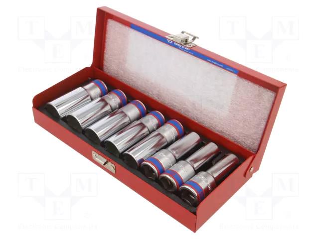 Wrench-set; 12-angles,socket spanner; Mounting: 1/2"; 8pcs. KING TONY KT-4208MR