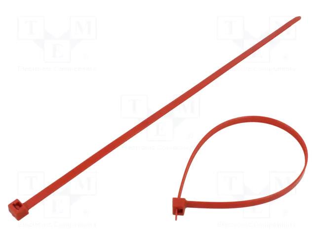 Cable tie; L: 365mm; W: 7.6mm; red; polyamide; 670N; Ømax: 100mm HELLERMANNTYTON T150R-H-RD