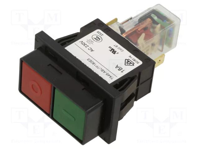 Circuit breaker; 18A; Poles: 2; SNAP-IN; IP65; TA45 Push button 2P SCHURTER TA45-ABUTF180E3