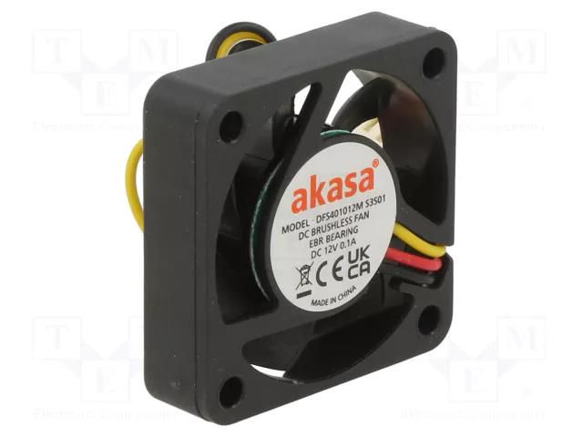 Fan: DC; axial; 12VDC; 40x40x10mm; 28.5dBA; EBR; 5400rpm; 2.41mmH2O Akasa AK-4010MS