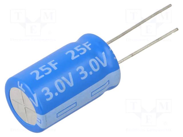 Supercapacitor; THT; 25F; 3VDC; Ø16x25mm Viking SC3V0L256MV