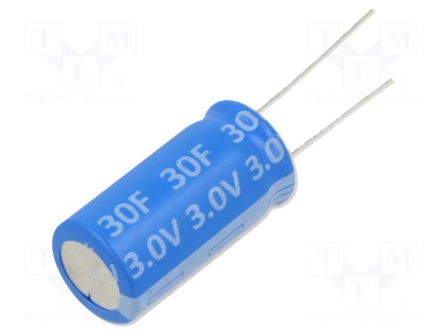Supercapacitor; THT; 30F; 3VDC; Body dim: Ø16x30mm; Ø: 16mm; H: 30mm Viking SC3V0L306MV