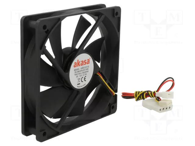 Fan: DC; axial; 12VDC; 120x120x25mm; 25.2dBA; ball; 1700rpm; black Akasa AK-174BK-B