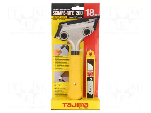 Scraper; Application: for removing paint,grout remover; L: 200mm TAJIMA TJ-SCRL200/Y1