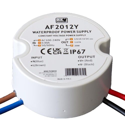 Switched-mode power supply LED 1,6A 20W 12V IP67 junction box AF2012Y
