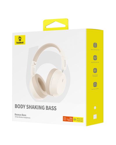 Wireless Bluetooth 5.3 Over-Ear Headphones Bass 35 Max with Microphone, White A00070800221-00 6932172657840