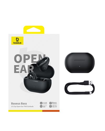 Открытые беспроводные наушники True Wireless Bluetooth 5.4 Earphones Bass 15 Clip с зарядным кейсом, черный A00079500113-00 6932172674335