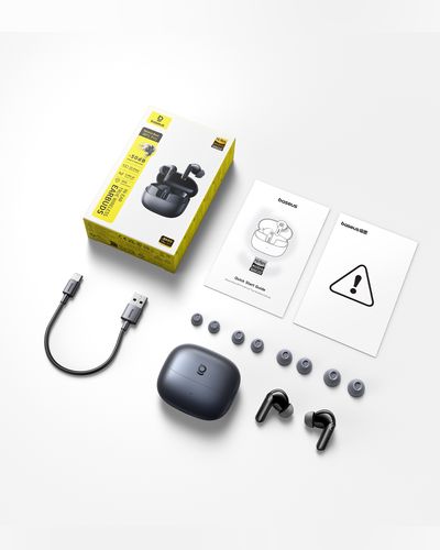 Belaidės Bluetooth 6.0 ausinės Bass BP1 Pro su triukšmo slopinimu ir įkrovimo dėklu, juodos A0010504 6932172694982