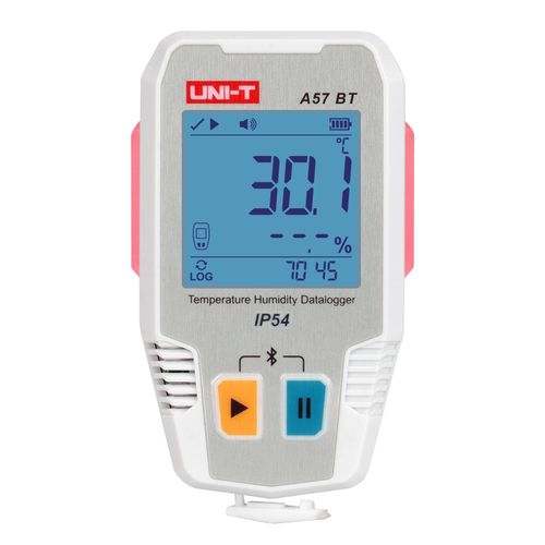 Temperatūros ir drėgmės duomenų kaupiklis, -40 ~ 85C, 0%~100% RH, 64000 taškų, IP54, Bluetooth, UNI-T A57BT 6935750557051