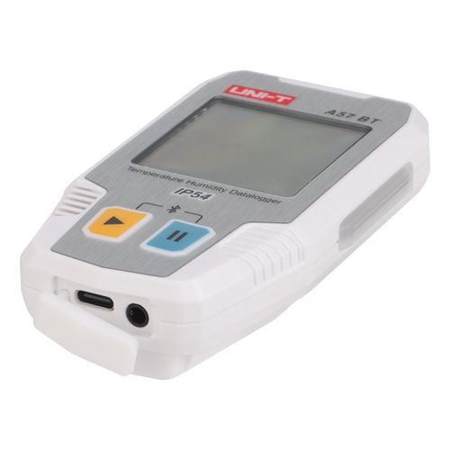 Temperatūros ir drėgmės duomenų kaupiklis, -40 ~ 85C, 0%~100% RH, 64000 taškų, IP54, Bluetooth, UNI-T A57BT 6935750557051