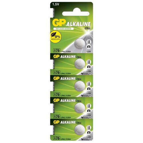 Щелочная батарея A76 (LR44, AG13, V13GA, PX76A,  L1154) 1.5V GP A76-2CY 4891199015496