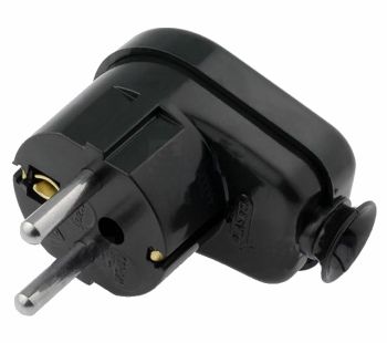 AC connector, Uni-Schuko with earthing, angled, black, roundwith 230V 16A AC/CX-3U-M/BA 5907522115791