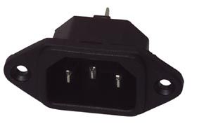 Connector IEC panel mount, 10A 250V AC/H-3-M
