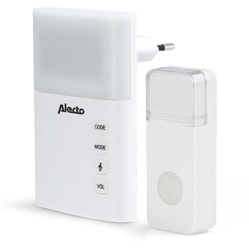 Wireless doorbell with flashing light White ADB-19