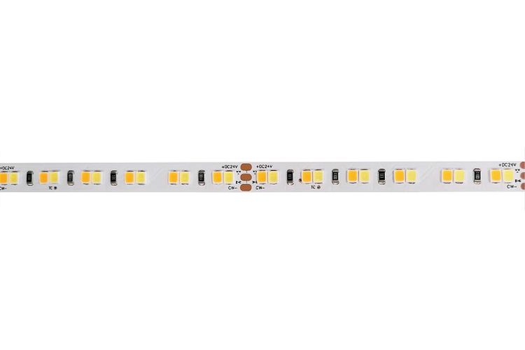 LED juosta 24V 19.2W/m (2x 9.6W), 168LED/m, CCT 2700K-6500K, nehermetiška IP20, Samsung SMD, PREMIUM AKTO AFLP-168U19224M-2765