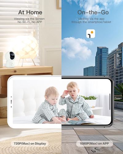 Baby Monitor Camera 2MP, with 5 Inch sceen WiFi PTZ 355° IR Night Vision, Night Light, Lullabies, Temperature Display AINANNY-B2 6974935721603