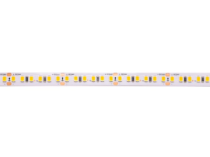 LED juosta 24V 28W/m nehermetiška IP20 šilta balta 3000K 168LED/m, Samsung SMD, 110lm/W, PLUS AKTO HM-2835-168-280WWm2