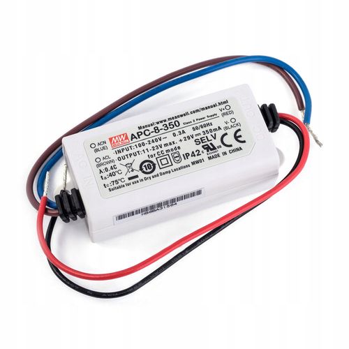AC-DC Одновыводной светодиодный драйвер постоянного тока (CC); выход 0.35A при 11-23Vdc APC-8-350