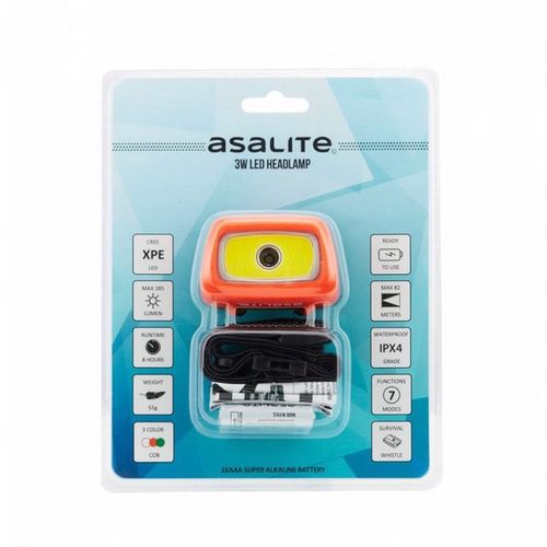 Asalite 3W Headlamp + 3pcs AAA Super alkaline battery ASAL0206 5999565664329