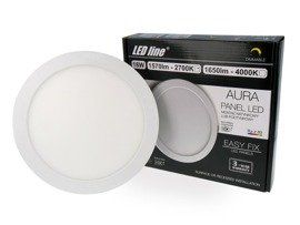 LED panelė universali EasyFix, 230Vac 18W, pritemdoma, šiltai - šaltai balta, CCT, apvali, AURA smart, LED line 470652 5907777470652