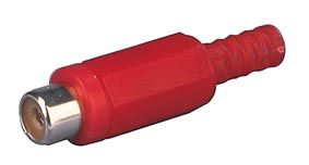 Jack RCA cable mount, plastic body, red AU/CX-RC-F-PR 5410329288044; 5901436701743
