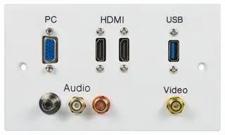 WALLPLATE, 2G, HDMI/VGA/USB A/AV PELR0105