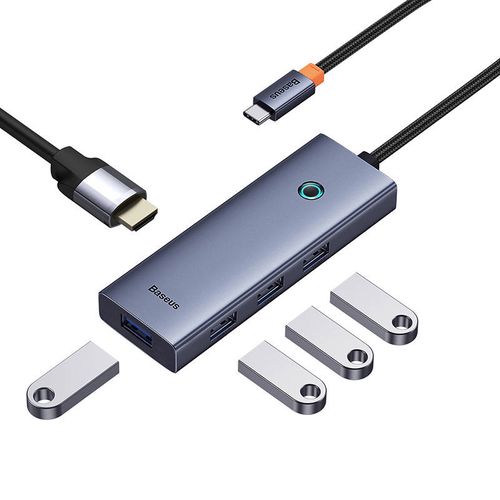 Jungčių stotelė / adapteris USB C kištukas - 2 rūšių jungtys (HDMI + 4xUSB3.0) UltraJoy BASEUS B00052809813-00 6932172631826