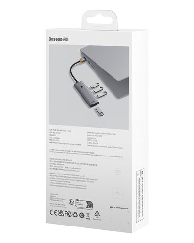 Концентратор USB-A - USB 3.0 4 порта + порт питания USB-C 50 см, серый B0005280B811-04 6932172653217