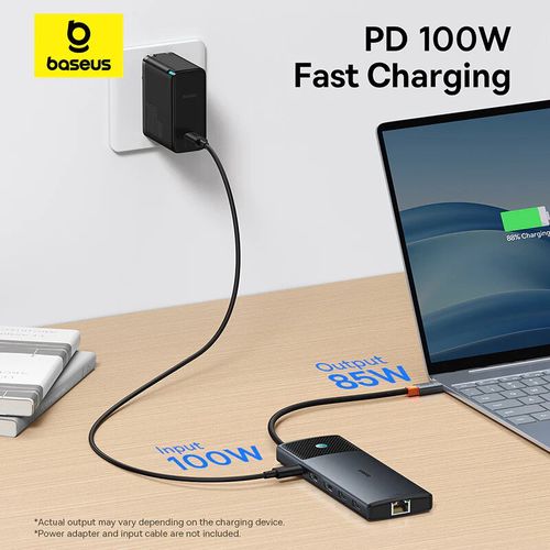 Jungčių stotelė USB C - 8 rūšių jungtys (2xHDMI (HDMI4K@120Hz+HDMI4K@60Hz)+USB-A(10Gbs)+USB-C(10Gbps+2xUSB-A(480Mbps)+RJ45+SD/TF+USB-C(PD)) BASEUS B00061800813-01 6932172643324