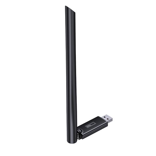 Wi-Fi USB Dual-band Adapter 2.4GHz 200Mbps + 5GHz 433Mbps with External Antenna 6dBi, Black B01317600111-02 6932172651039