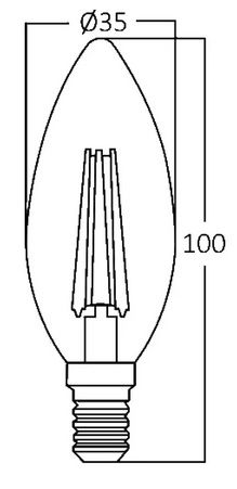 LED lemputė E14 230V C35 4W 470lm, FILAMENT, šiltai balta 2700K, pritemdoma BA36-60410 5949097706417