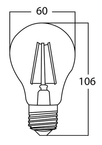 LED lemputė E27 230V A60 8W 806lm, FILAMENT, šiltai balta 2700K, pritemdoma BA38-60820 5949097720154