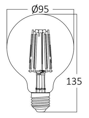 LED lemputė E27 230V G95 8W 806lm, FILAMENT, šiltai balta 2700K, pritemdoma BA41-60820