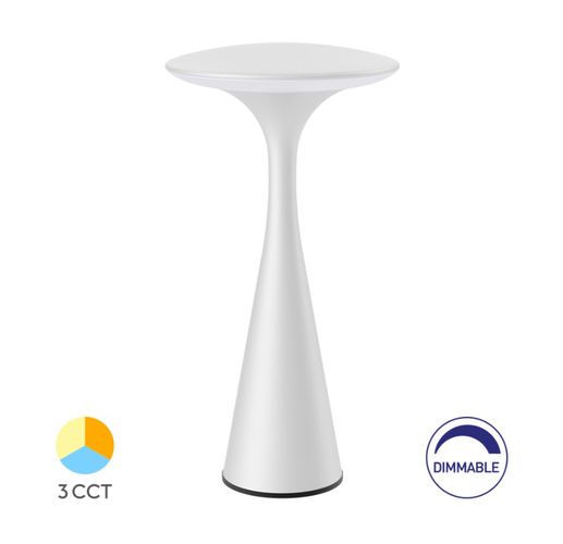 Rechargable table lamp TOWER, 3W, 300lm, IP44, with charging station, 2600mAh, white BK06-00090 5949097738036