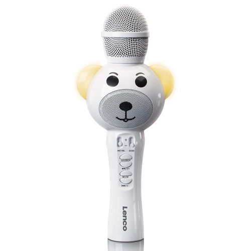 Karaoke microphone with Bluetooth® SD slot lights Aux Out White BMC-060WH 8711902065296