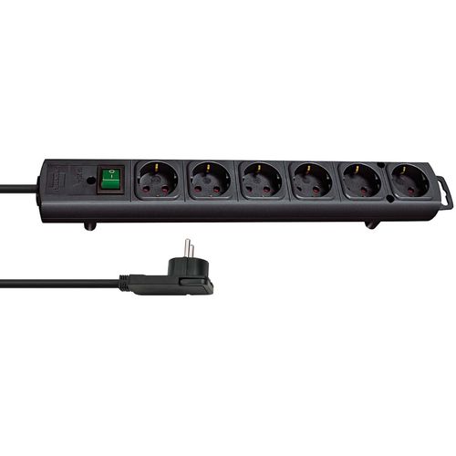 Extension Socket Comfort-Line 6-Way 2.00 m Black - Protective Contact TYPE F BN-1153300100