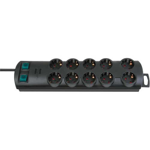 Extension Socket Primera-Line 10-Way 2.00 m Black - Protective Contact TYPE E BN-1153300120 4007123211210