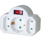 Power Socket Splitter On/Off Switch 1x Plug With Earth Contact / 2x Euro White BN-1508100 4007123248186