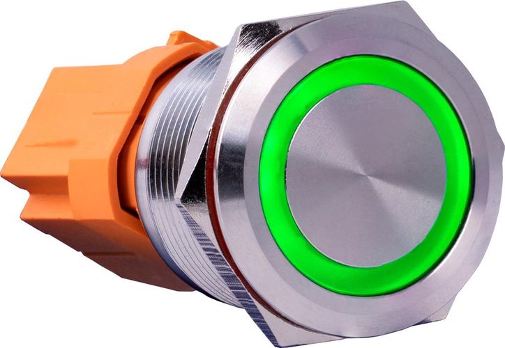 Joy-iT 15A latching steel button with green LED Button22C-L-GR
