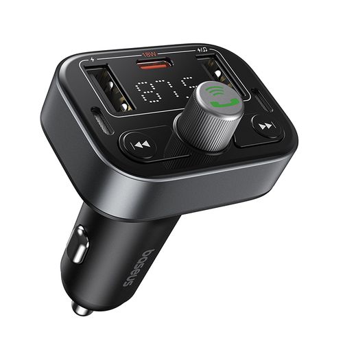 Automobilinis FM moduliatorius, įkroviklis su Bluetooth 5.3 2xUSB + USB-C, juodas C10762200113-00 6932172643355