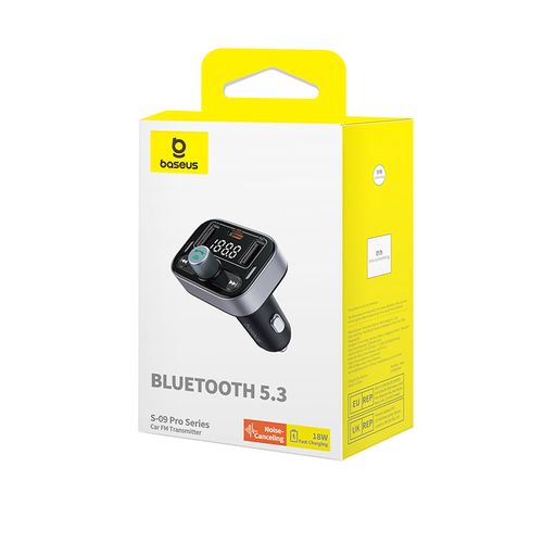 Automobilinis FM moduliatorius, įkroviklis su Bluetooth 5.3 2xUSB + USB-C, juodas C10762200113-00 6932172643355